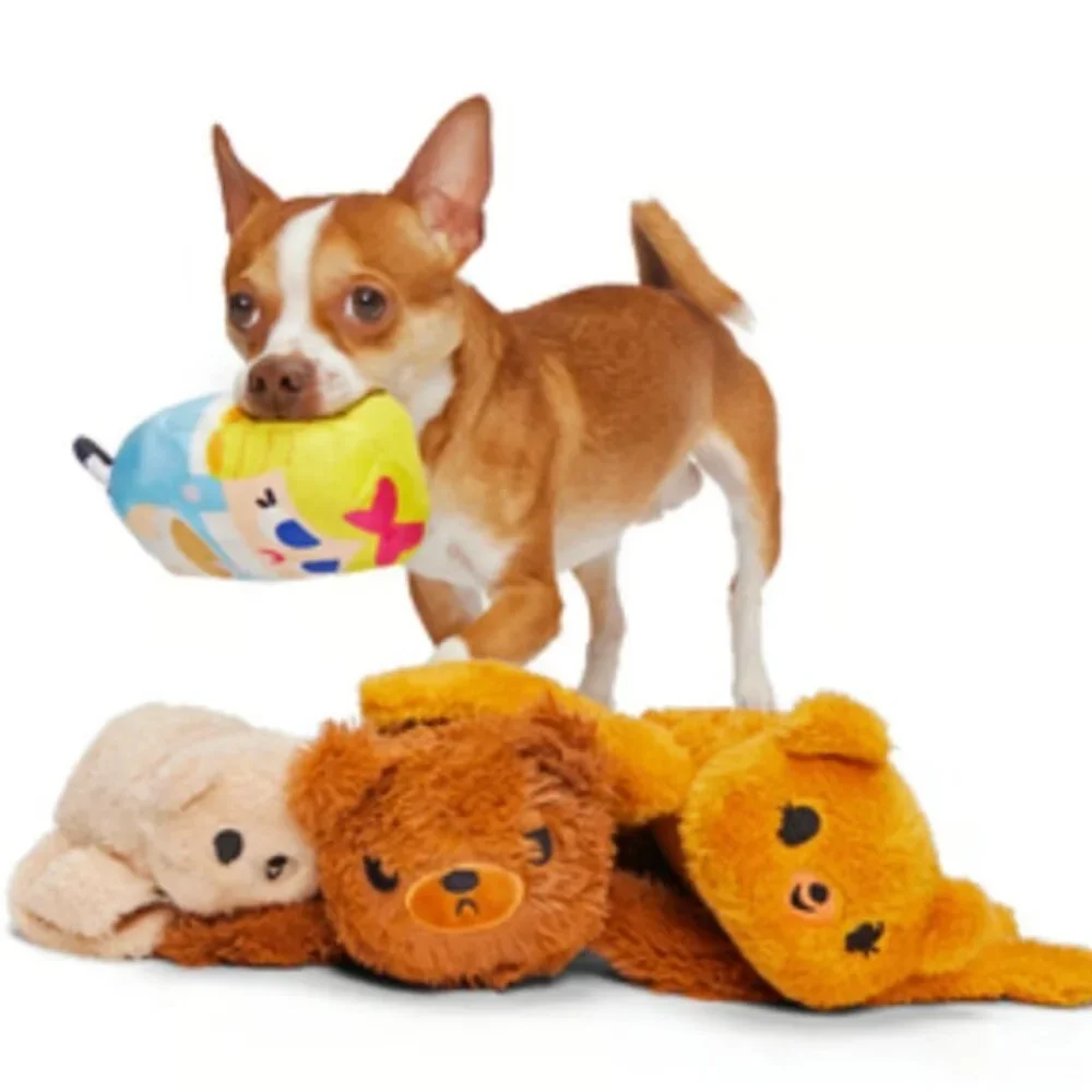 NWT, Bark Box Dog Toy GOLDILUNCH & THE THREE BEARS, L Dog, Plush 3 pc Toy, Brown